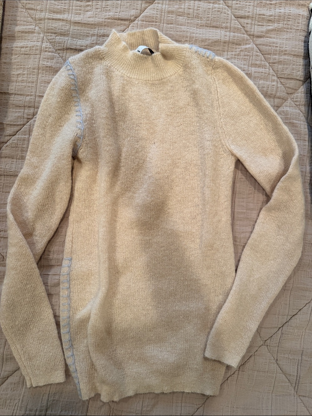 Zara Cream Mock-Neck Knit Sweater